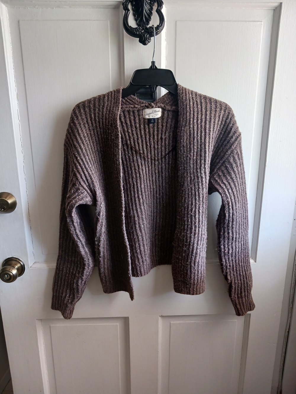 Universal Thread Ribbed Open-Front Cardigan - Brown Taupe Women's Size XS